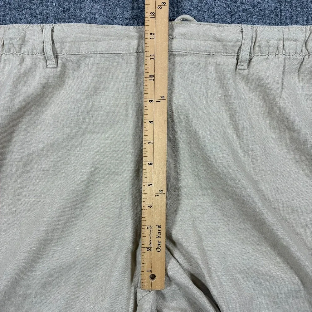 Tasso Elba Island Mens Pants Size 2XL Beige Linen Blend Straight Leg High Rise